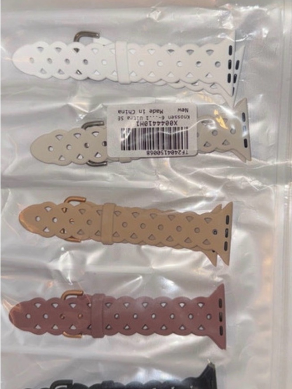 Women’s Scalloped Hole Leather Watch Band - White, Tan, Mauve